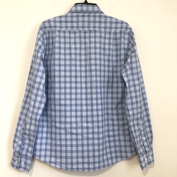 Bowery & Broome Cotton Blue Plaid Long Sleeve Button Down Shirt - Picture 2 of 13